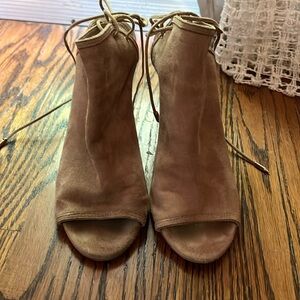 Aquaazzura Tan Suede Lace Up Shoes 37.5